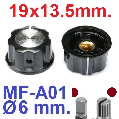 ลูกบิด MF-A01 Diameter 19x13.5 mm. bakelite knob copper core 6 mm. for rotary encoder potentiometer volume control ลูกบิดโวลุ่ม วอลลุ่ม