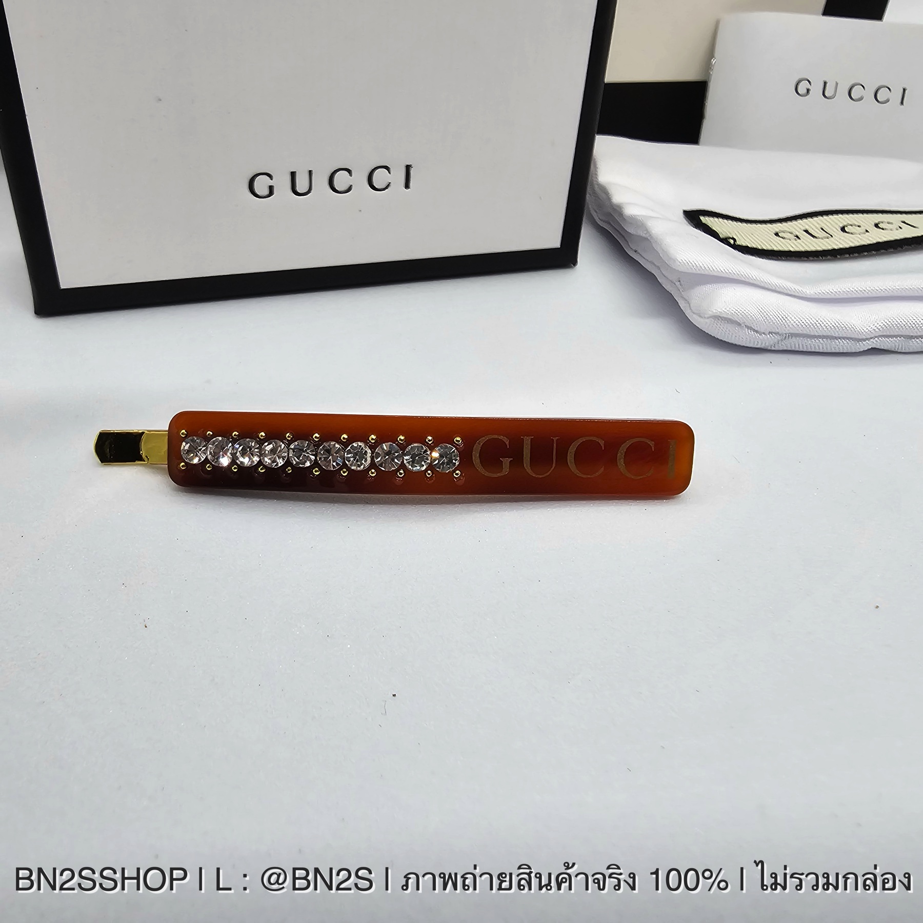 สีน้ำตาล | NEW GUCCI Logo Embellished Hair Clip กิ๊บหนีบผมสไลด์ กุชชี่ มี 4 สี งานสกรีนโลโก้ สวย