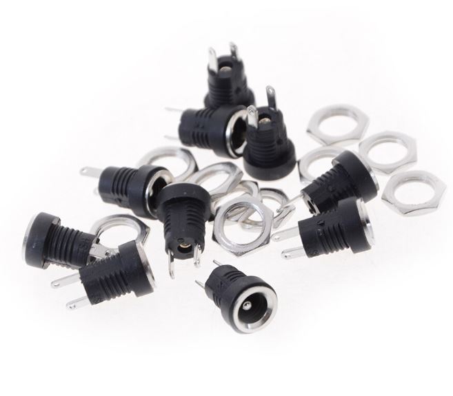 แจ็ค DC-022B 5.5*2.1mm. female DC socket DC Power Socket Jack Connector Socket with Nut 2Pin Soldering 5.5x2.1mm.