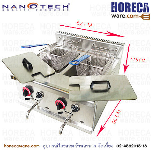Gas fryer, double burner, with faucet, model FR-72 [Nanotech]