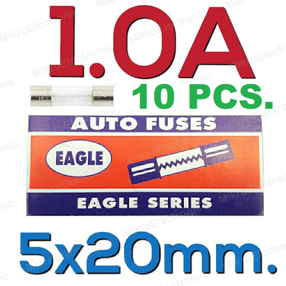 ฟิวส์หลอดแก้ว Fuse 1A 250V 5x20 mm. (Eagle Series) กล่องละ 10 ชิ้น