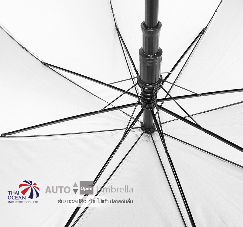 Leo ร่มด้ามไม้เท้าออโต้เปิด 24นิ้ว สีดำ ผ้าเคลือบยูวีกันแดดและฝน ปลายกันลื่น ใช้แทนไม้เท้าได้ เหมาะกับผู้สูงอายุ