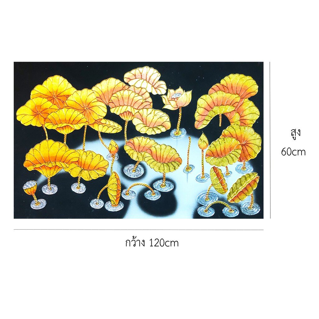 ภาพวาด รูปวาดดอกบัว ภาพติดผนัง ภาพมงคล เสริมดวง กรอบลอย ภาพแต่งบ้าน กรอบรูปติดผนัง ภาพติดผนังตกแต่งบ้าน G0018