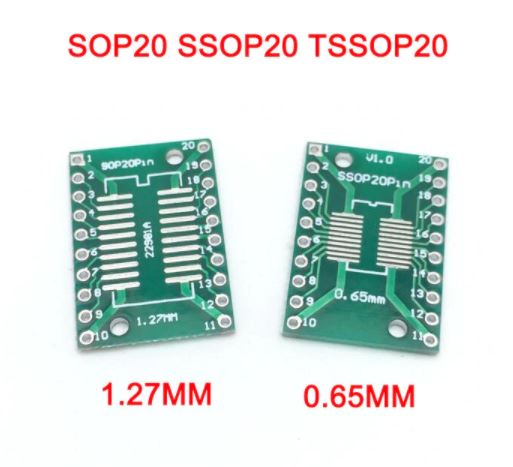 SOP20 SSOP20 TSSOP20 to DIP20 Pinboard SMD To DIP Adapter 0.65mm/1.27mm to 2.54mm DIP Pin Pitch PCB Board Converter Socket