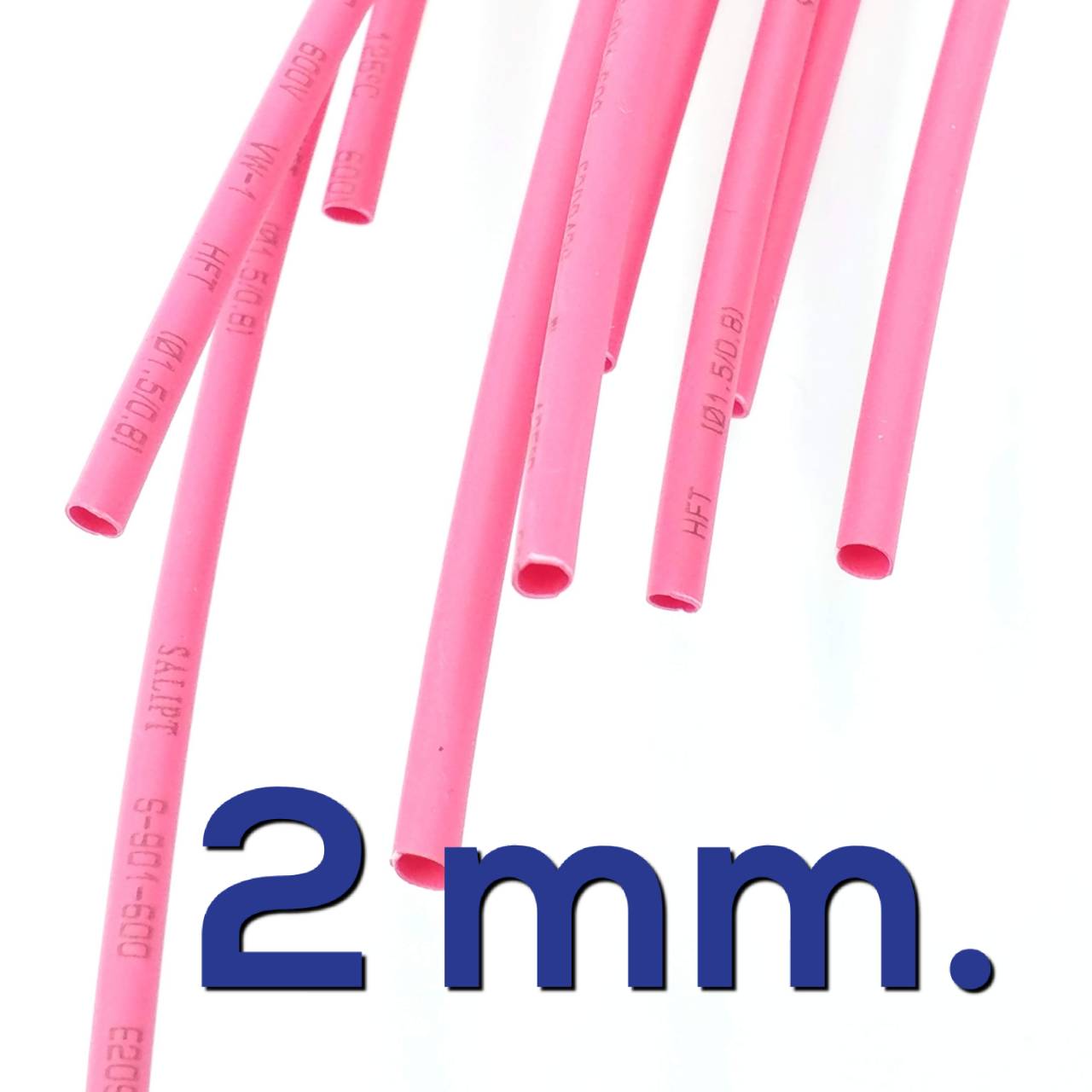 ท่อหด สีแดง ขนาด 2 mm. ยาว 1 เมตร อัตราส่วนการหด 2:1 Heat Shrinkable Tube