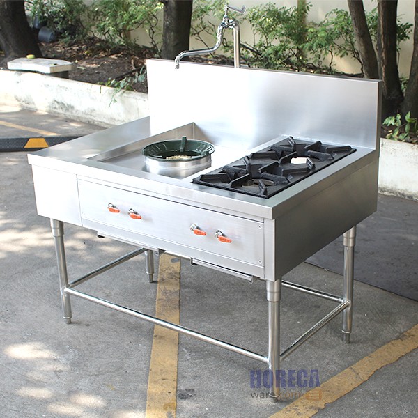 Western stove, 2 burners + water stove kb5-1 burner, rest on the left, total length 110cm, Masterware brand.