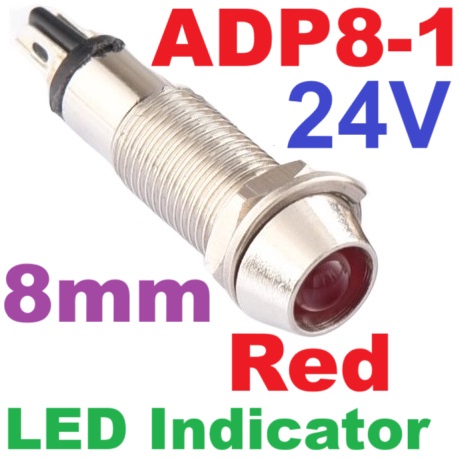 LED Pilot Lamp 24V 8mm. Red color Panel Dash Light Signal Lamp Leading Indicator Warning Lamp
