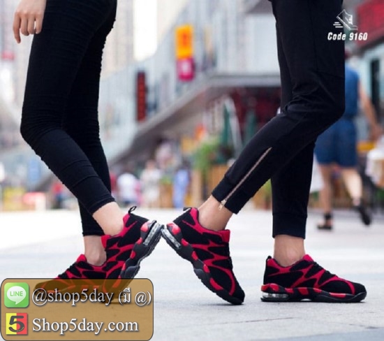 รองเท้าผ้าใบ รุ่นยอดฮิต ระบายอากาศได้ดี (แดง-ดำ)