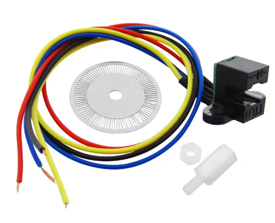 เซ็นเซอร์วัดความเร็วรอบล้อ พร้อมแผ่นจานหมุน Photoelectric encoder/speed sensor encoder smart car CBDE car model
