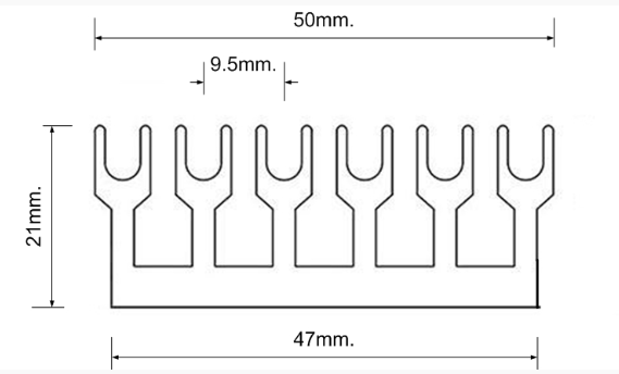 TB-2506 จั้มเปอร์ สำหรับเทอร์มินอลบล็อก 6 ช่อง Jumper Bar for Terminal Block 6 pin Connector Bar