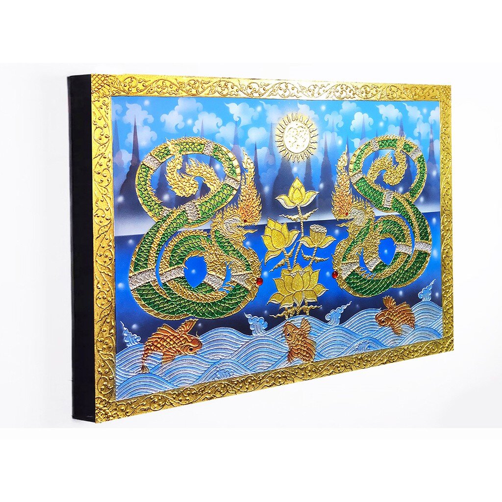 รูปวาดพญานาค รูปภาพติดผนัง รูปภาพเสริมความมั่งคั่ง รูปภาพเสริมมงคล ภาพแต่งบ้านโรงแรม กรอบรูปติดผนัง ตกแต่งผนังห้อง F0009