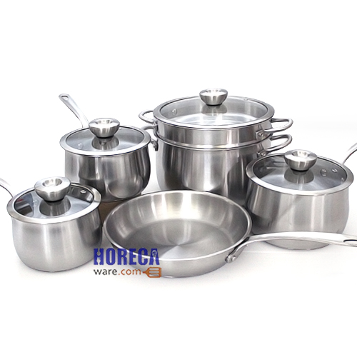 White Steel 10-piece pot and pan set, Meyer brand
