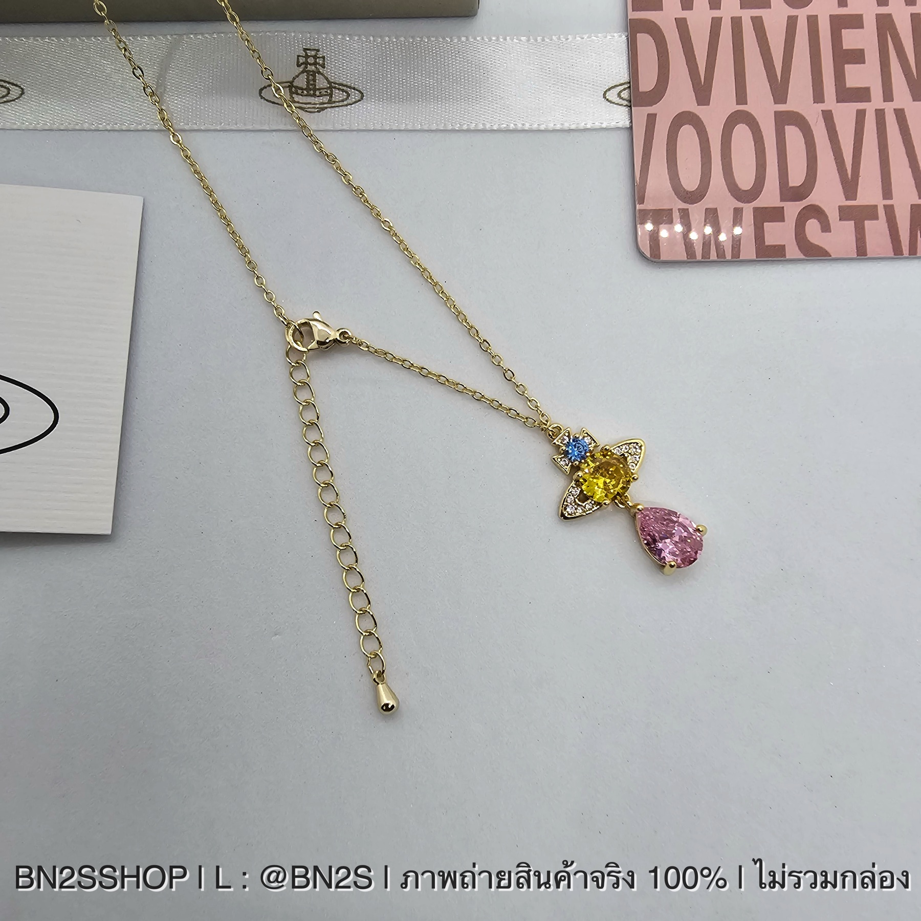 สร้อยคอจี้หยดน้ำ สายโซ่ รุ่น Vivienne Westwood ISMENE DROP PENDANT มีให้เลือกสองสี เงิน-ทอง งานสวยน่ารัก พร้อมป้ายโซ่ ปั๊มแบรนด์
