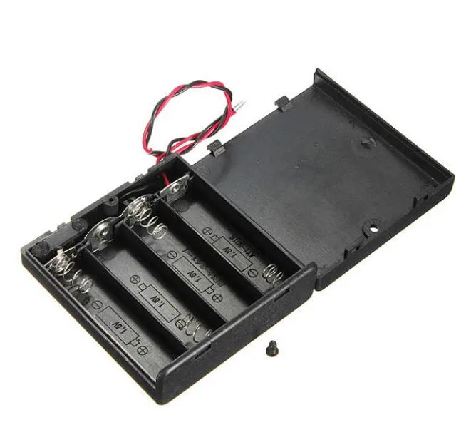 รางถ่าน AA 4 ก้อน 6V มีสวิตช์ ฝาปิด พร้อมสายไฟ 4 Slots AA Battery Box Battery Holder Board with Switch for 4xAA Batteries DIY kit Case