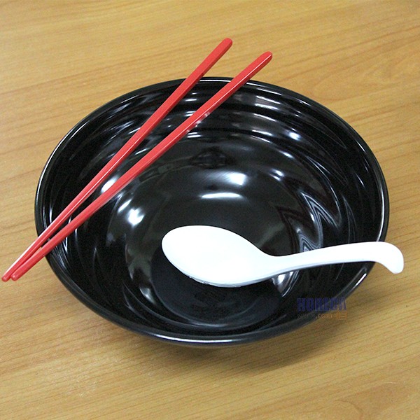 ชามกลมญี่ปุ่นมีลอน 8.5นิ้ว [สีดำ] ปลายิ้ม