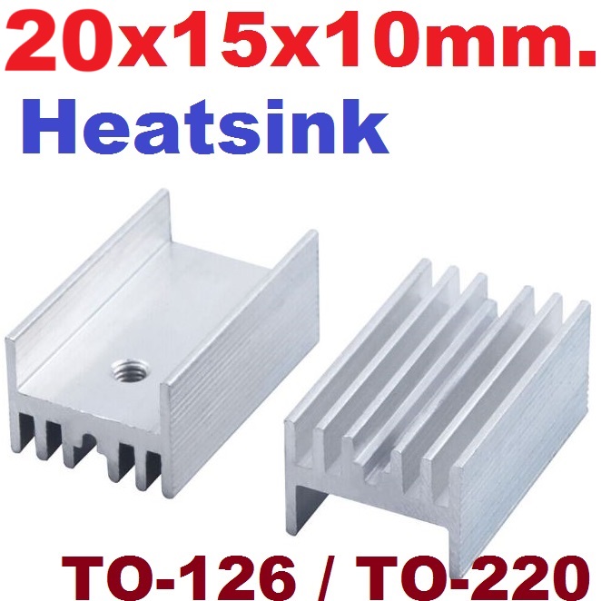 แผ่นระบายความร้อน Heatsink 20*15*10mm. Anodized Aluminium Heat Sink For Power Transistor TO-126 TO-220 size 20x15x10mm.