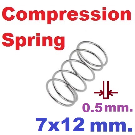 สปริงขดแบบกด ขนาด 7x12 mm. Compression Spring Pressure Spring Steel สปริงกด สปริงดัน