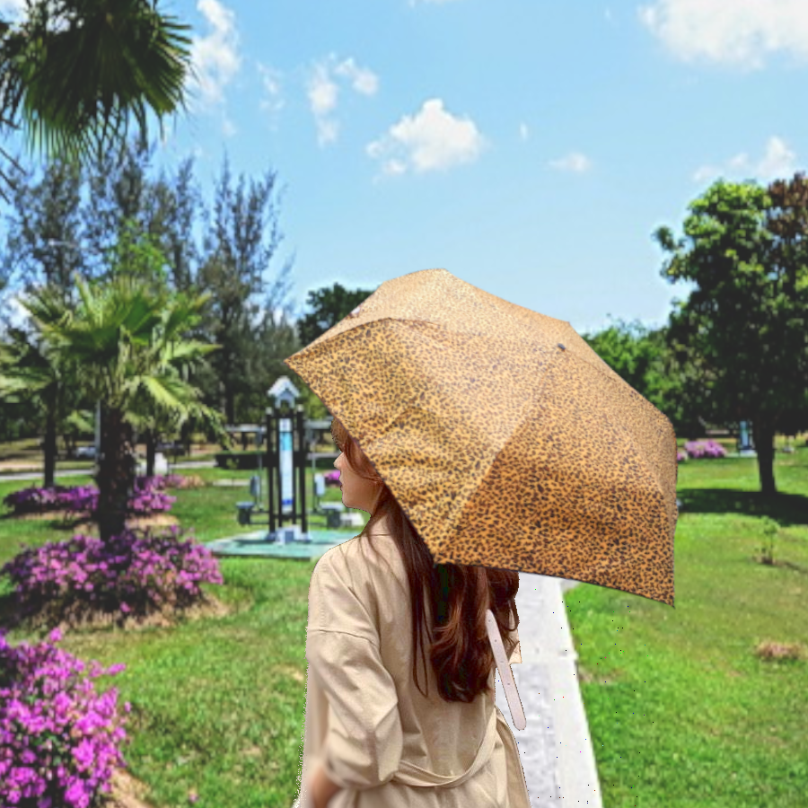 Leo ร่มพับ 3 ตอน ผ้าพองจี้ ดูดซับแสง รุ่นลู่ลมไม่หักง่าย พกพาสะดวก
