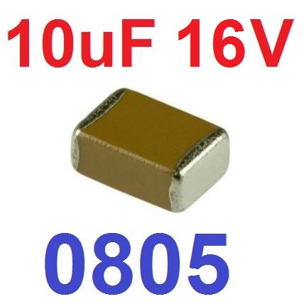 10uF 16V 0805 (2012) 10% SMD chip capacitor Multilayer Ceramic Chip Cap General Purpose