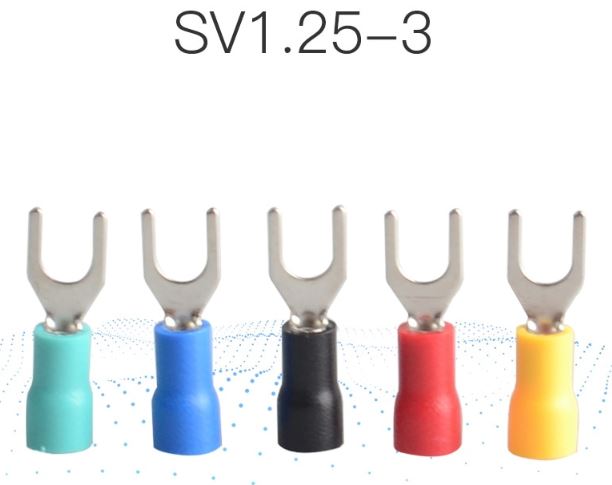 SV1.25-3 หางปลาแฉก สีแดง แพ็คละ 20 ตัว SV Series Crimp Terminal Fork Spade Wire Connector Copper Insulated Forked SV1.25