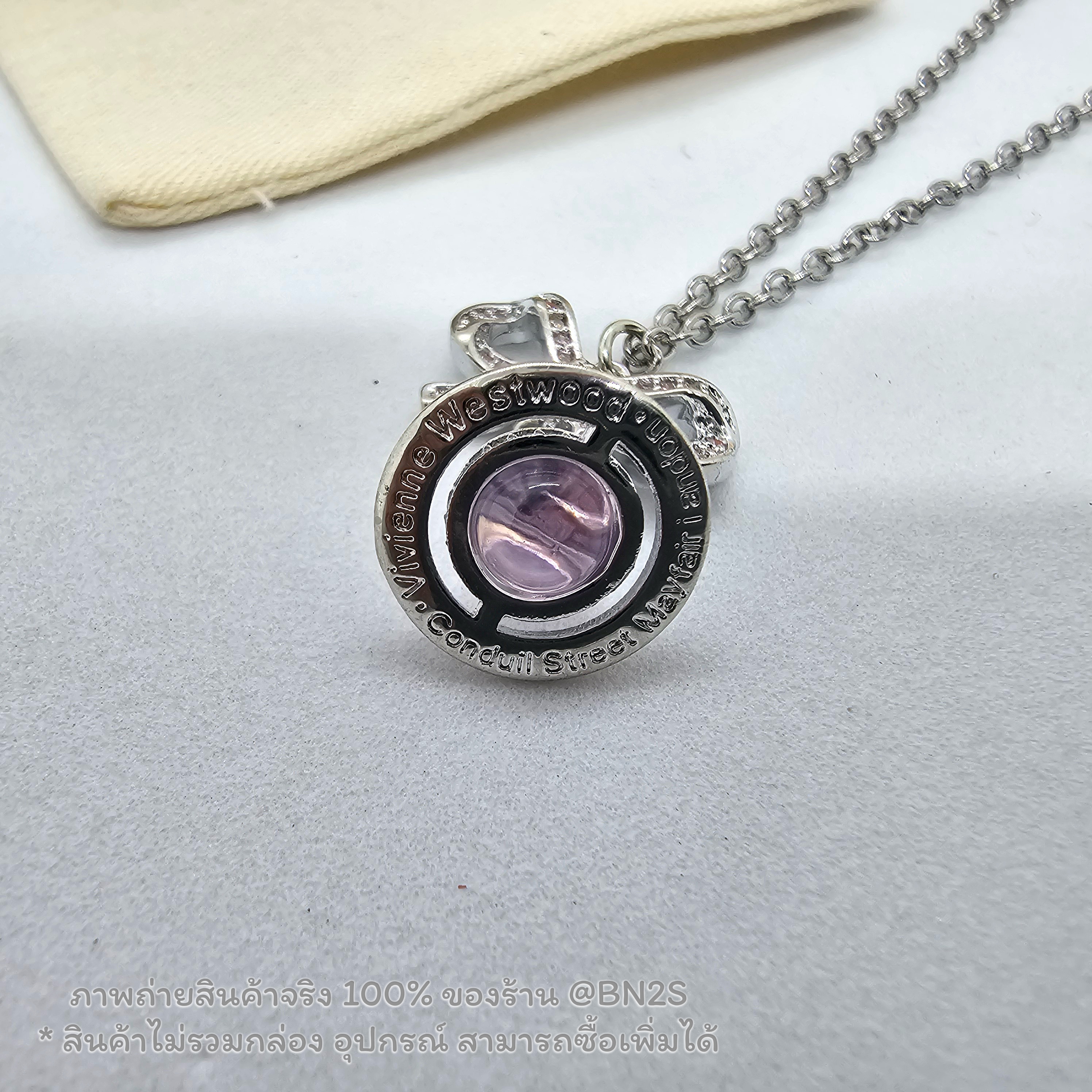 สร้อยคอ | Vivienne Westwood OCTAVIE สร้อยคอ ต่างหู วิเวียน ทรงโบว์ประดับคริสตัล พร้อมจี้ดาวเสาร์ เพชรชมพู ชนช๊อป งานสวย ไม่รวมกล่อง อุปกร์