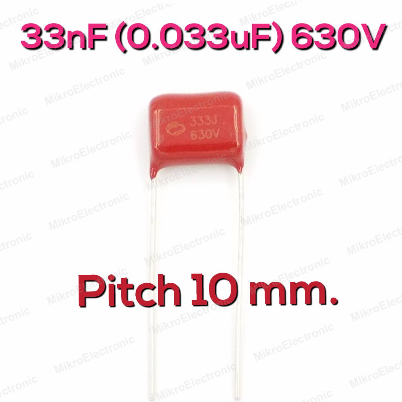 33nF(0.033uF) 630Vdc ±5% Pitch 10mm Metallized Polyester Film Cap ตัวเก็บประจุ คาปาซิเตอร์ แบบฟิล์มโลหะ