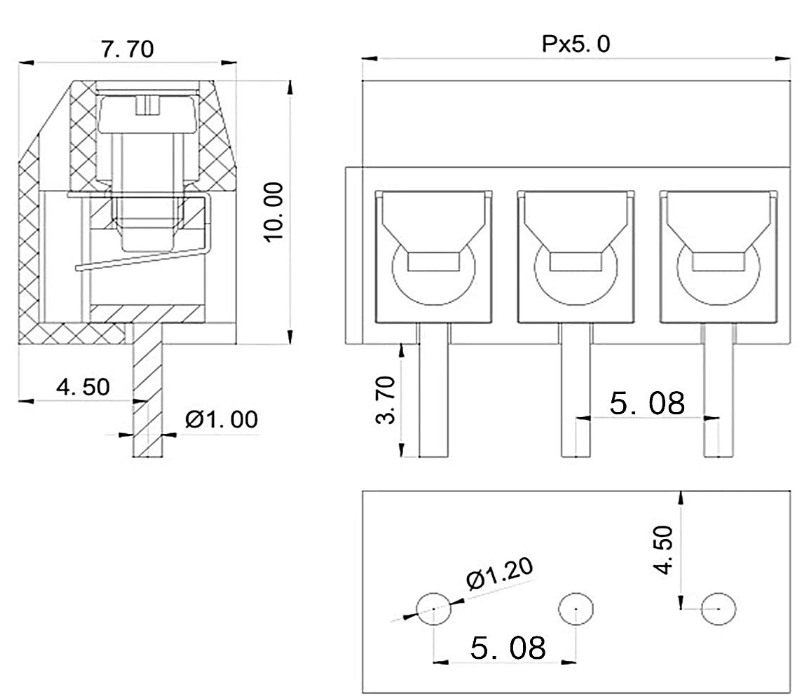 Terminal Block 3Pin Pitch 5.08mm KF301 ฺblue color Screw Terminal Block Connector 3 Pin