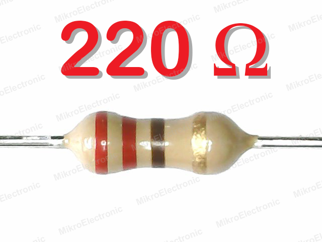 ตัวต้านทาน 220 โอห์ม 1/4W 5% แพ็คละ 10 ตัว 220 Ohm 0.25W Carbon Film Fixed Resistor 220R