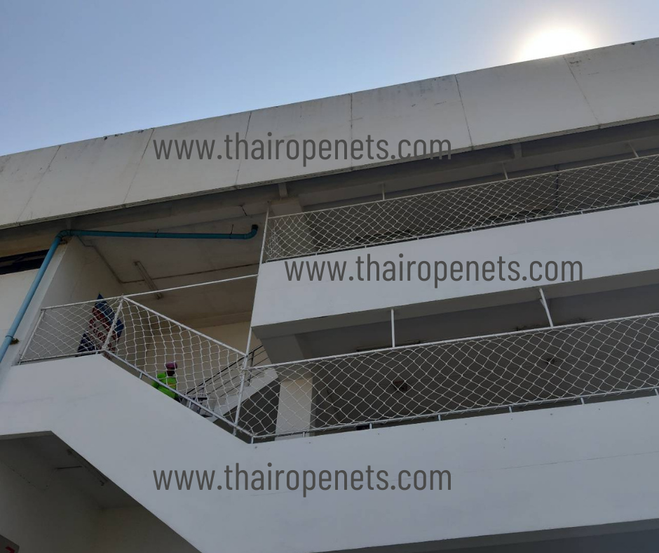 ตาข่ายกันตกสีขาว เชือกถักตาข่ายเชือกโพลีเอสเตอร์ เส้นโตพิเศษ แข็งแรง ทนทานเป็นพิเศษ