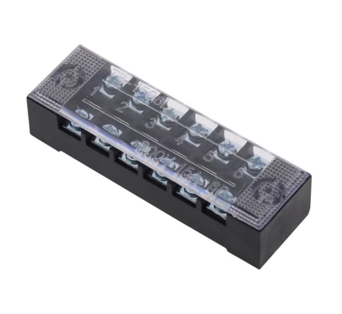 TB-1506 เทอร์มินอล บล็อก 600V 15A TB Series 6 Positions Ways Dual Row Barrier Screw Terminal Block Wire Connector