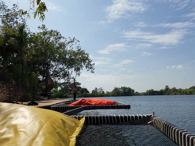 ตาข่ายริมน้ำ เปลตาข่ายร้านอาหาร 🔸รุ่นหนา 2 ชั้น 🔸 ขนาด 120 x 180 cm. + เชือกมัดติดตั้ง🔸