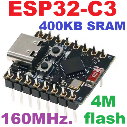 ESP32-C3 MINI Development Board บัดกรีขาแล้ว 4M Flash ESP32 Super Mini WiFi + Bluetooth