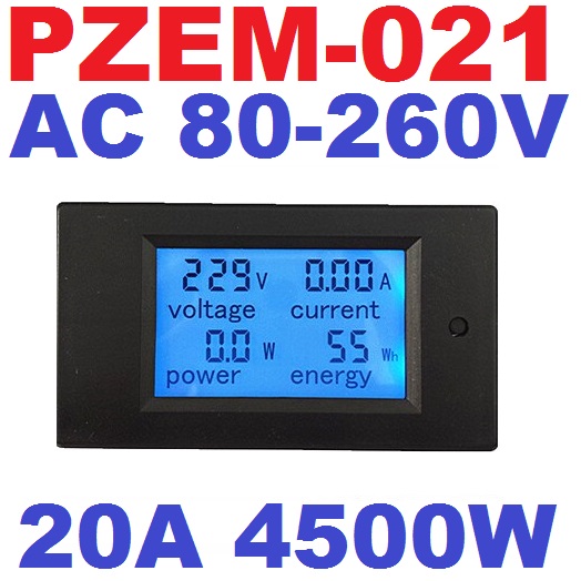 PZEM-021 AC 80-260V 20A 4500W Single Phase Digital LCD Ammeter Voltmeter 4IN1 Electric Volt Amp Meter Power Kwh