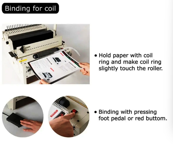เครื่องเจาะและเข้าเล่มสันกาวอเนกประสงค์ 4 in 1 เครื่องเข้าเล่มสันกาวไฟฟ้า A4