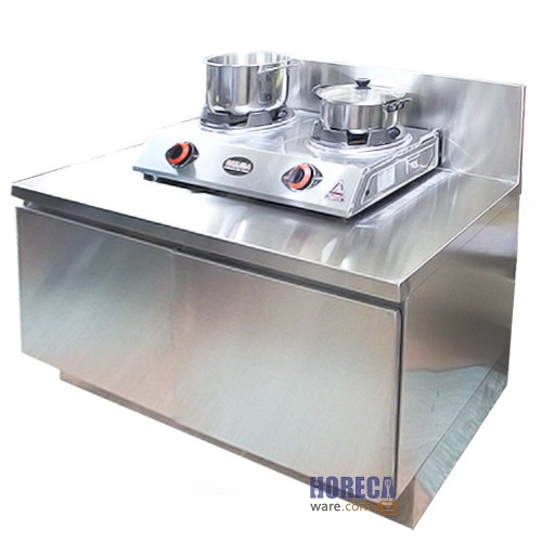 โต๊ะสแตนเลส วางเตาแก๊ส มีช่องเก็บของบานสวิง ตราแมสเตอร์แวร์