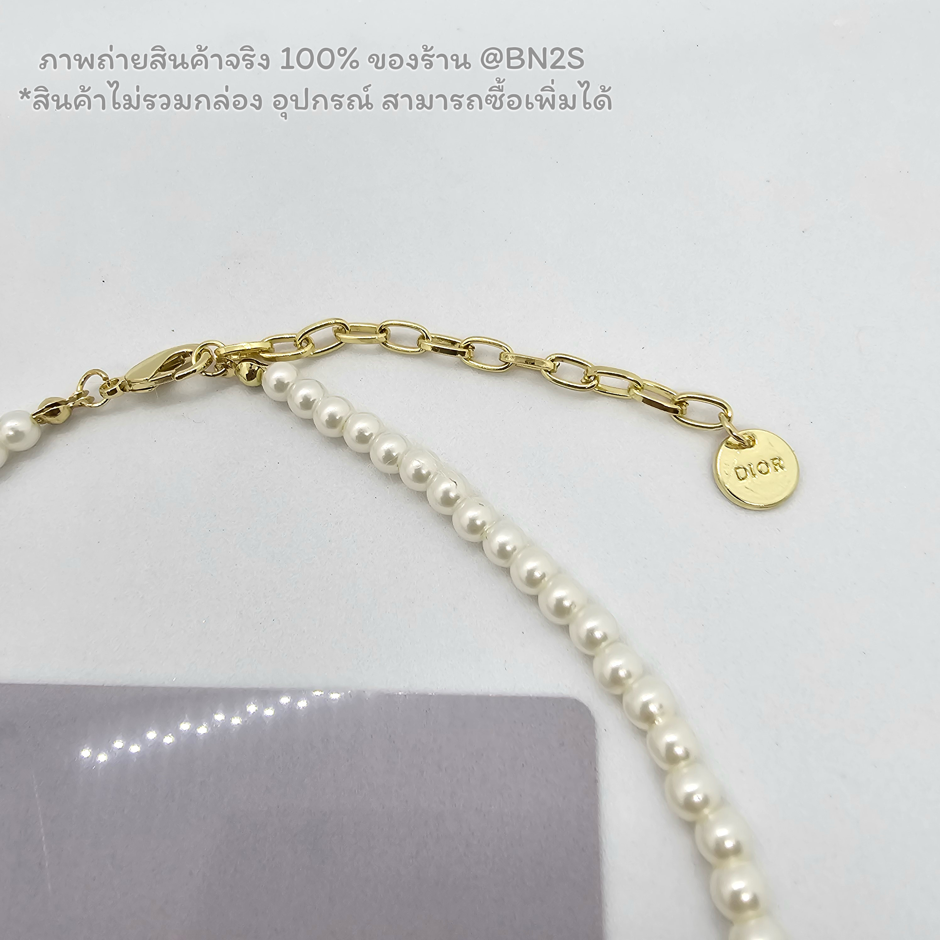 CD Pearl Crystal Star Logo Charm Necklace สร้อยคอไข่มุกประดับโลโก้ดิออ ไข่มุกจิ๋วเต็มเส้น พร้อมส่ง ภาพงานจริง 100% ไม่รวมกล่อง อุปกรณ์