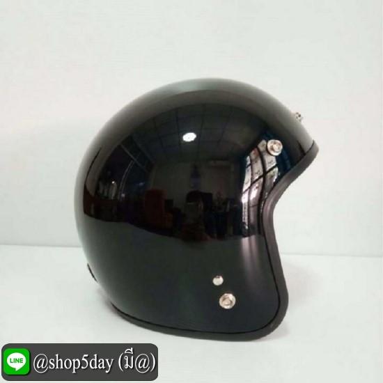 AVEX หมวกกันน็อควินเทจคลาสสิค ราคาถูก รุ่น LB สีดำเงา คิ้วดำ ผ้าดำ