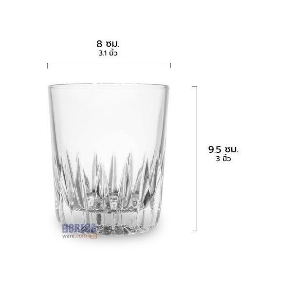 แก้วก้นเพชร ก้นหนา 278 ml. (1 โหล) ตรายูเนี่ยนกลาส