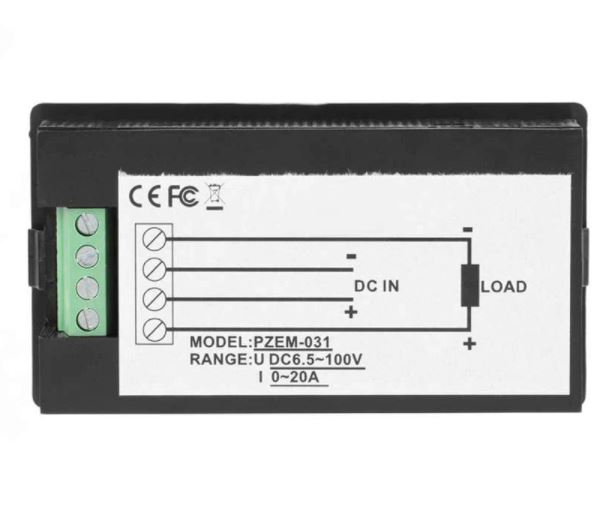PZEM-031 DC 6.5-100V 20A 2000W LCD Digital Electric Power Energy Voltage Current Watt Kwh Meter