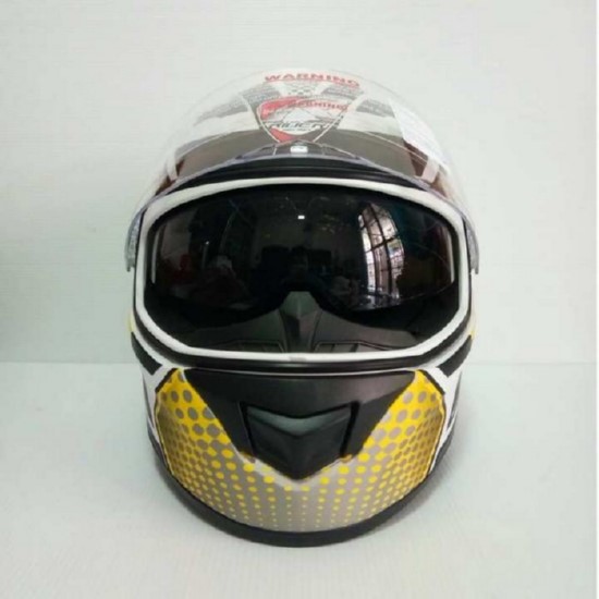 Rider helmet หมวกกันน็อคหุ้มคาง ราคาถูก รุ่น Viper Electron สีดำด้าน-เหลือง แว่น 2ชั้น