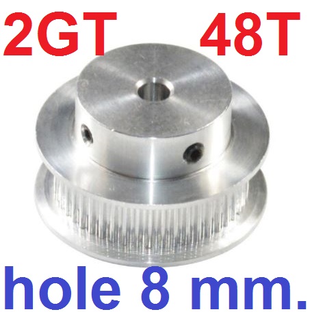 พูลเล่ย์ สายพาน ขนาด 48ฟัน รูแกนเพลา 8mm. ใช้กับสายพาน 6mm 2GT 48Teeth Timing Pulley Bore 8 mm wheel drive pulley Synchronous belt