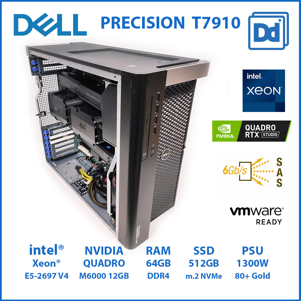 DELL Precision T7910 Workstation Dual Xeon E5-2697 V4 36C/72T RAM 64GB NVMe512GB + SAS 4TB