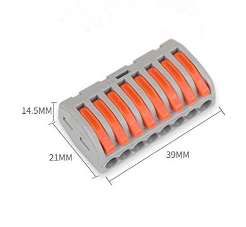Terminal ต่อสายไฟ PCT-218 Wire Connector 8 Port Lever Conductor Compact Wire Fast Connection Terminal Suitable for Multiple Types of Wires