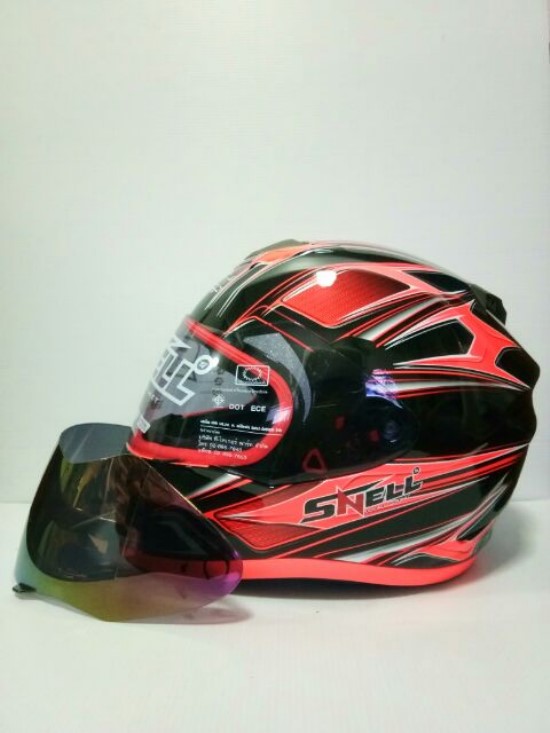 🔥หมวกกันน็อค ยี่ห้อ small ลาย kabuki สีส้มดำ