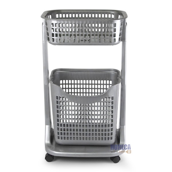 ตะกร้า 2ชั้น สีเทา มีล้อ สแตนดาร์ดโปร