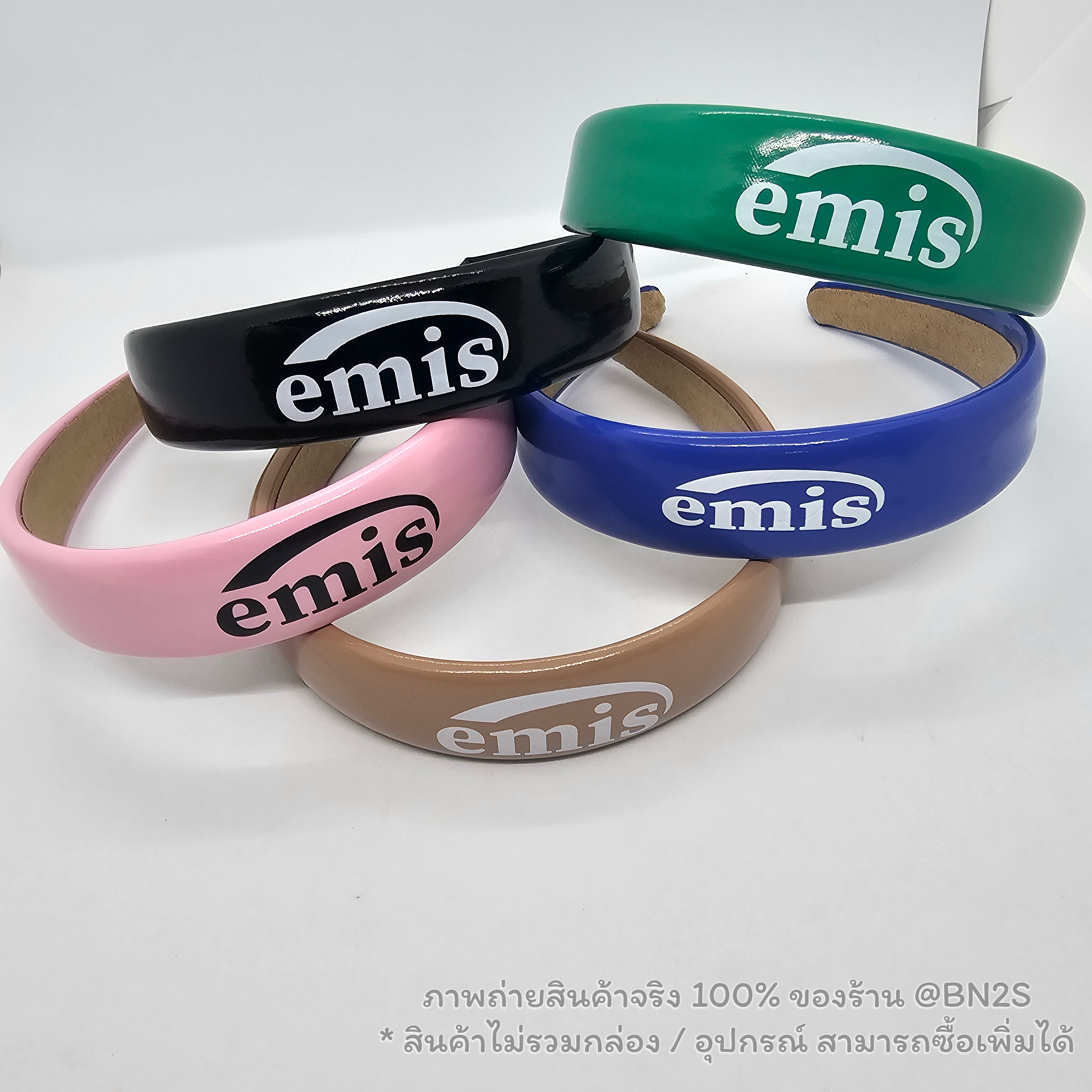 สีชมพู | Korea Emis Makaron Headband Hair Band ที่คาดผมอีมีส มาการอง งานปริ้นท์โลโก้ คมชัดเนื้อยางนุ่ม งานสวยรับประกัน ไม่มีอุปกรณ์