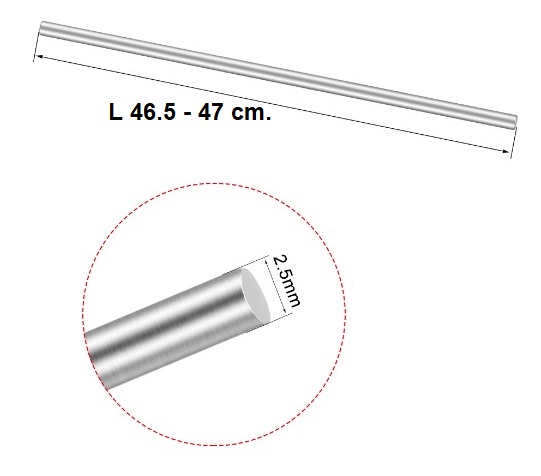 เพลาสแตนเลส ขนาด 2.5 mm.ยาว 46.5 cm - 47 cm. Stainless steel shaft Round Bar Stick Rod Silver Tone