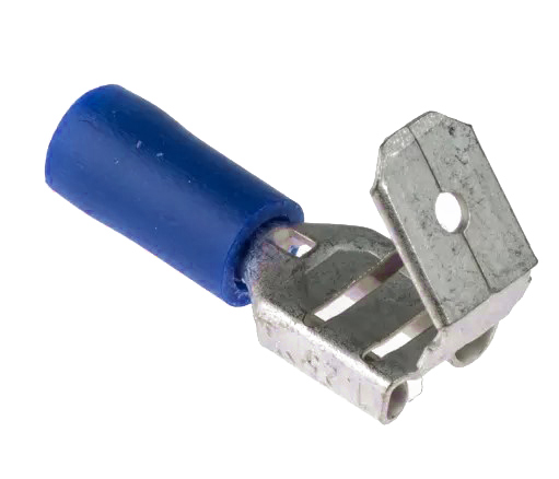 หางปลาเสียบ PBDD2-250 สีน้ำเงิน สำหรับสายไฟ 1.5-2.5 mm2 (16-14 AWG) 300V แพ็กละ 20 ตัว Double Crimp Terminal ตัวเมีย+ตัวผู้