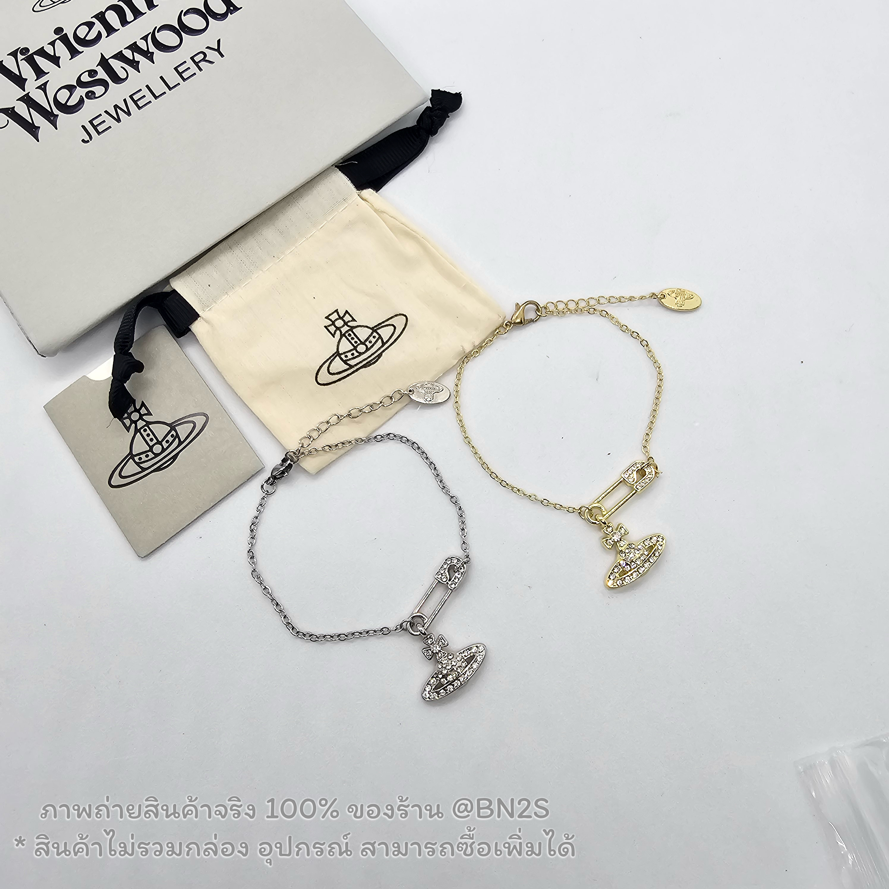 อะไหล่เงิน | Vivienne Westwood Rhodium Lucrece Safety Pin Bracelet สร้อยข้อมือสายโซ่วิเวียน จี้เข็มกลัด อะไหล่เงิน ทอง พร้อมส่ง