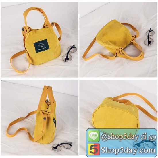 ผ้าใหม่!ผ้าลูกฟูก- กระเป๋าผ้าสะพายข้างLive Travel Cc-1000